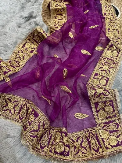 Purple Refined Organza Silk Rich Designer Saree