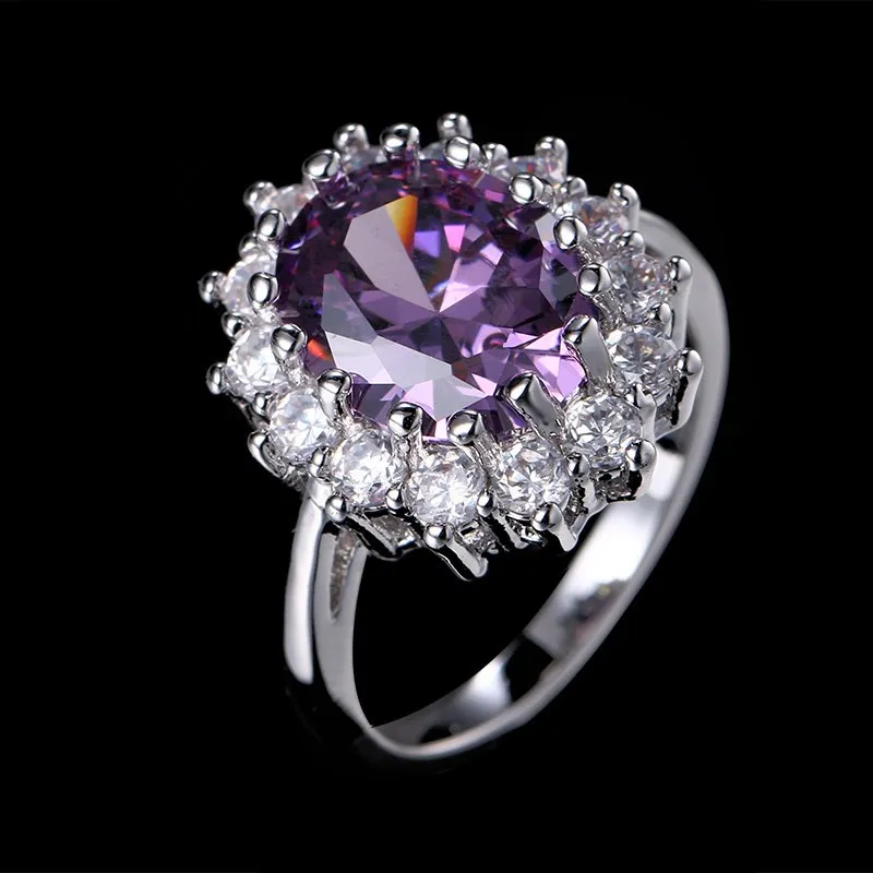 Purple Stone CZ Cubic Zircon Stylish Ring