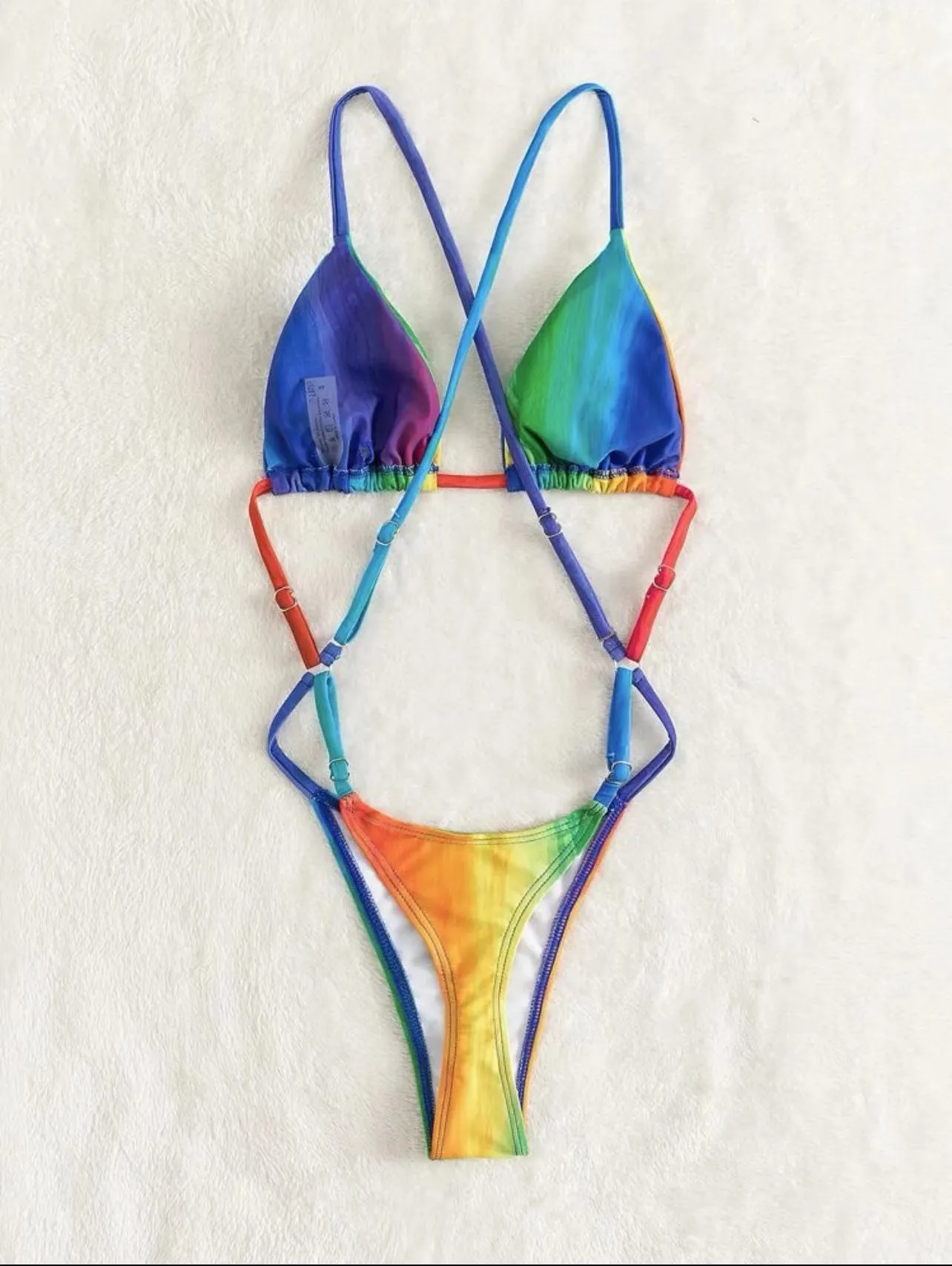 Rainbow Delight Sexy Micro One Piece G-String Tanga-Badeanzug