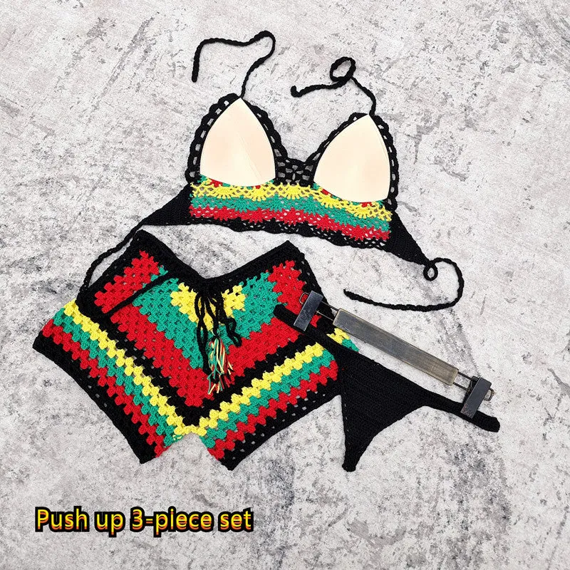 Rainbow Harmony Bohemian Häkel-Bikini-Set