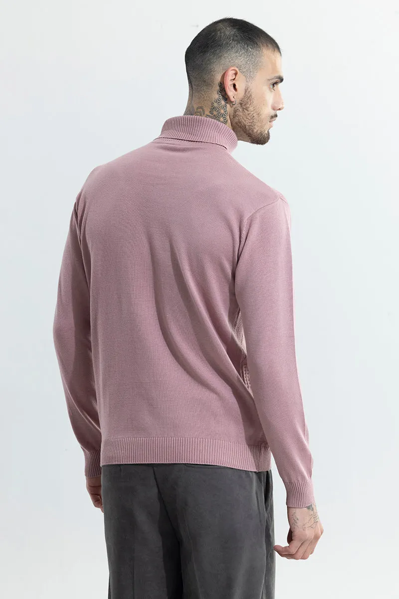 Rhomboid Pink Turtle Neck Sweater