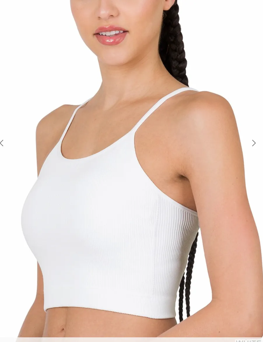 Ribbed Seamless Cropped Cami with Bra Pads