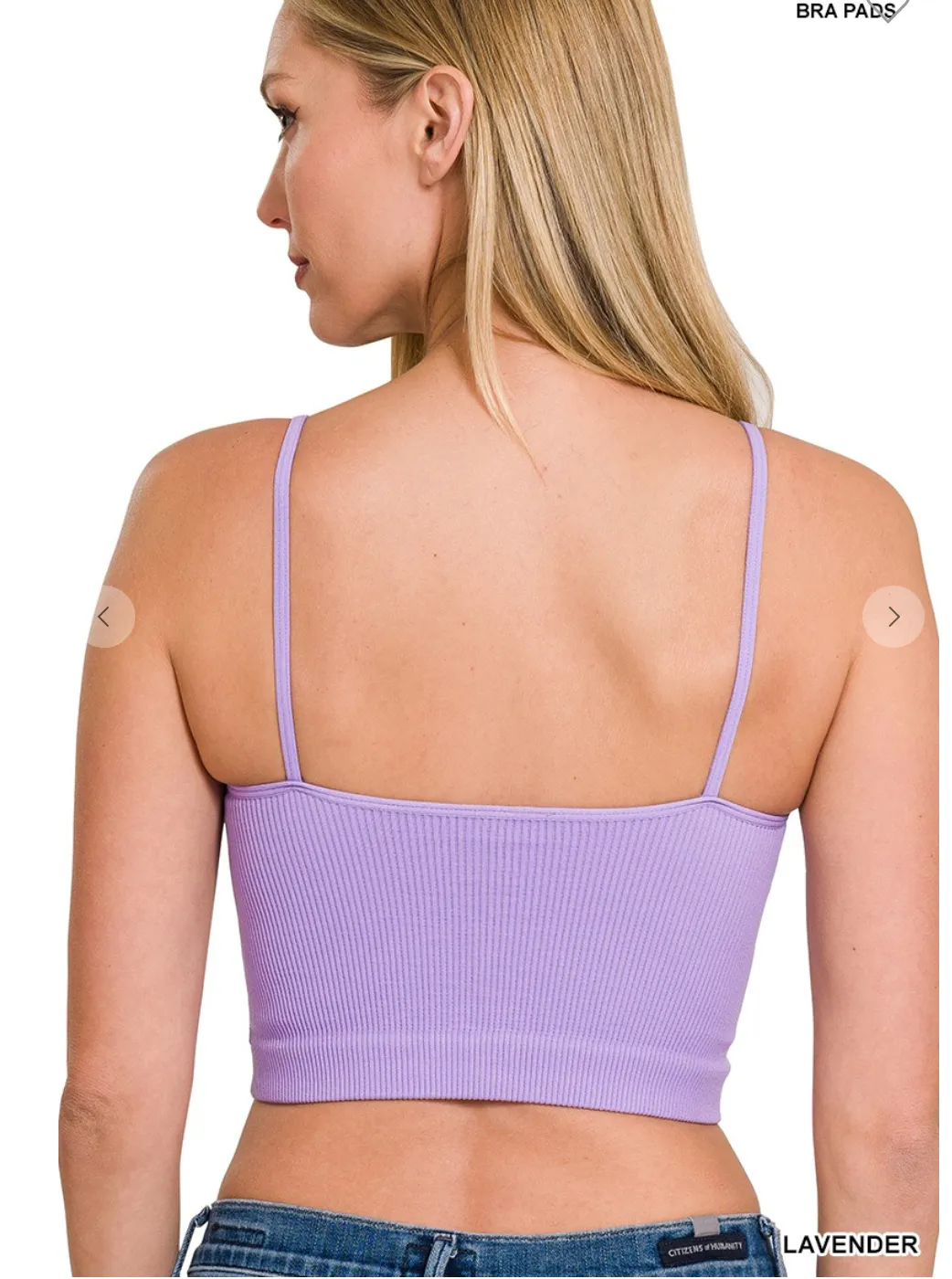 Ribbed Seamless Cropped Cami with Bra Pads