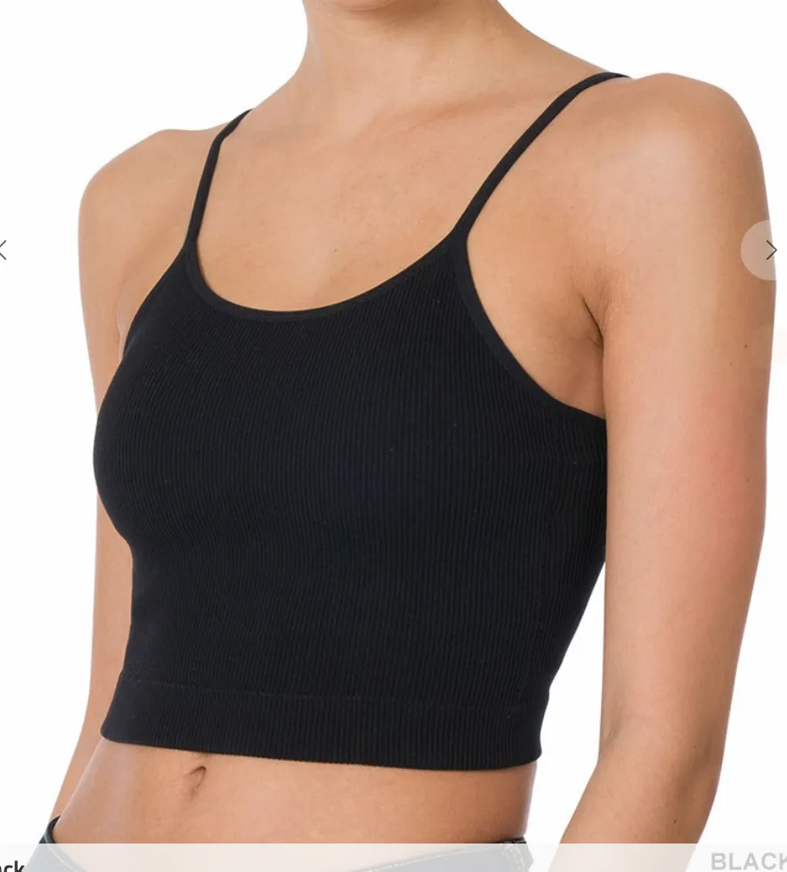 Ribbed Seamless Cropped Cami with Bra Pads