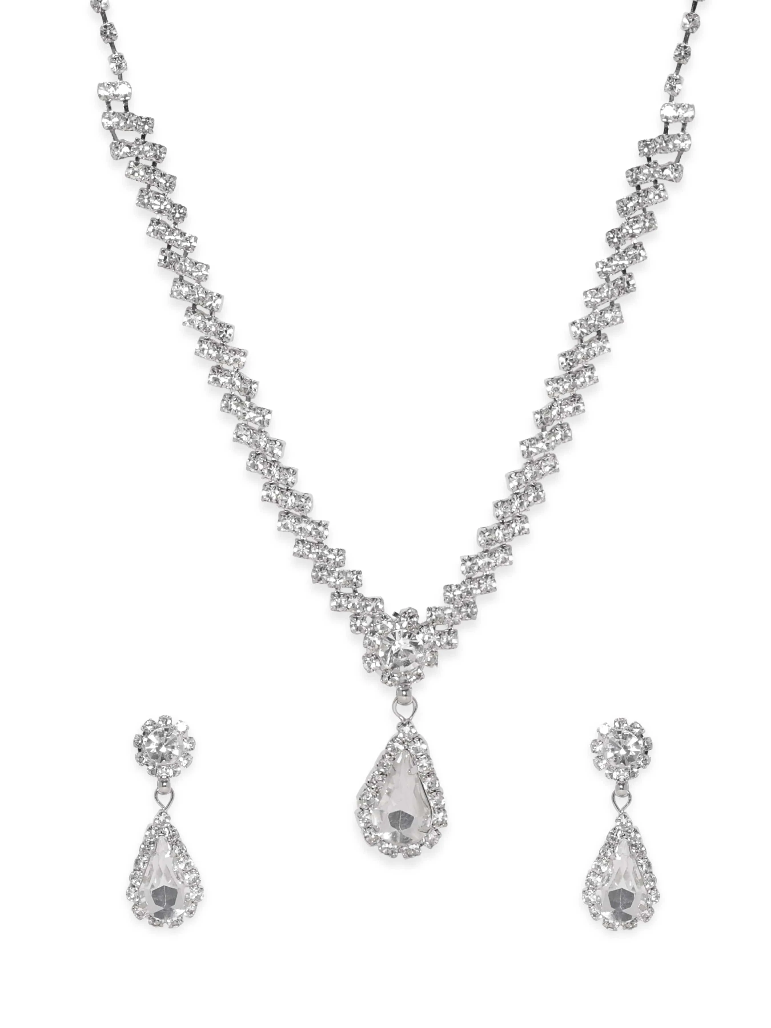 Rubans Celestial Sparkle Silver Tone AD Necklace