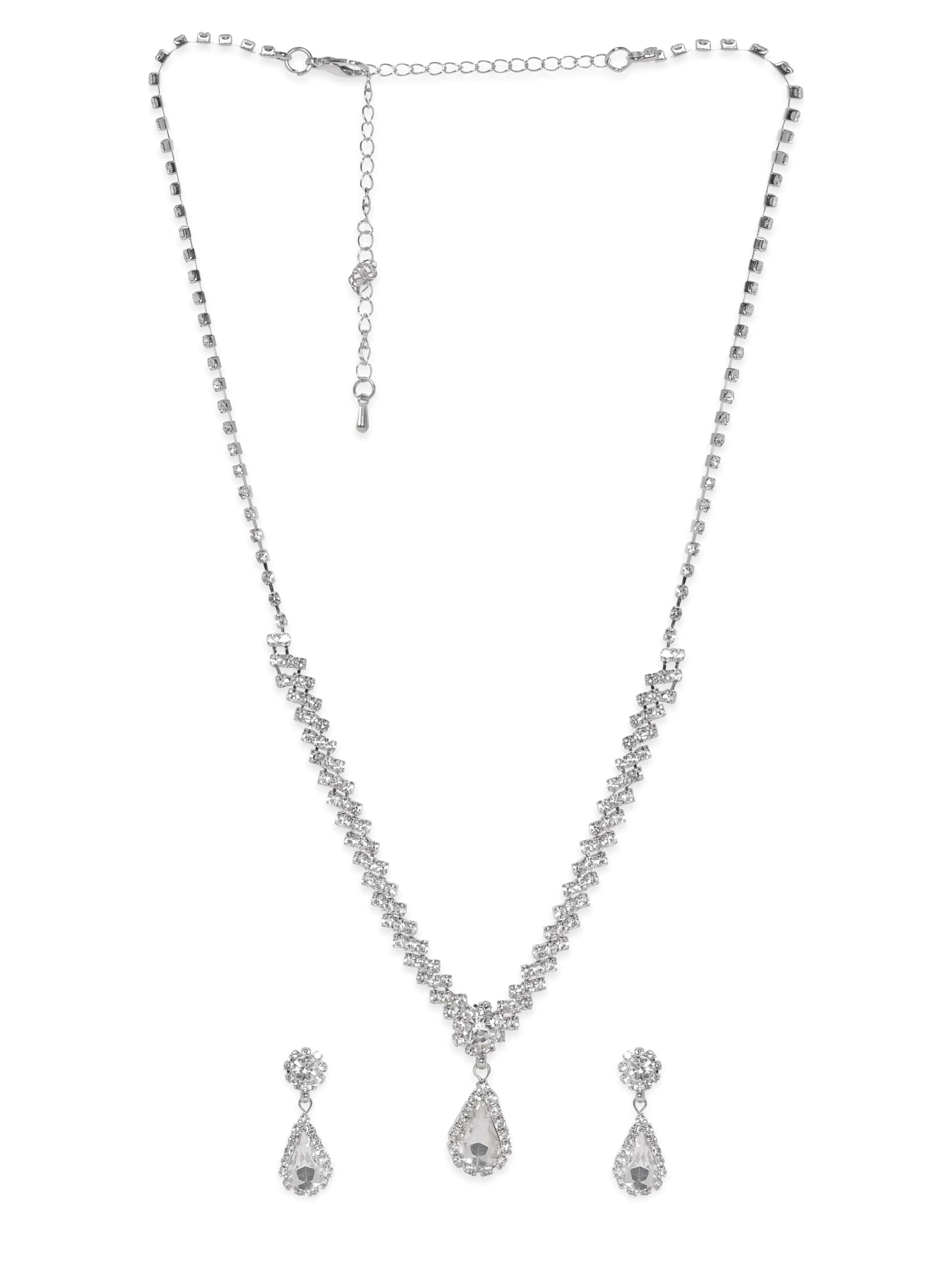 Rubans Celestial Sparkle Silver Tone AD Necklace