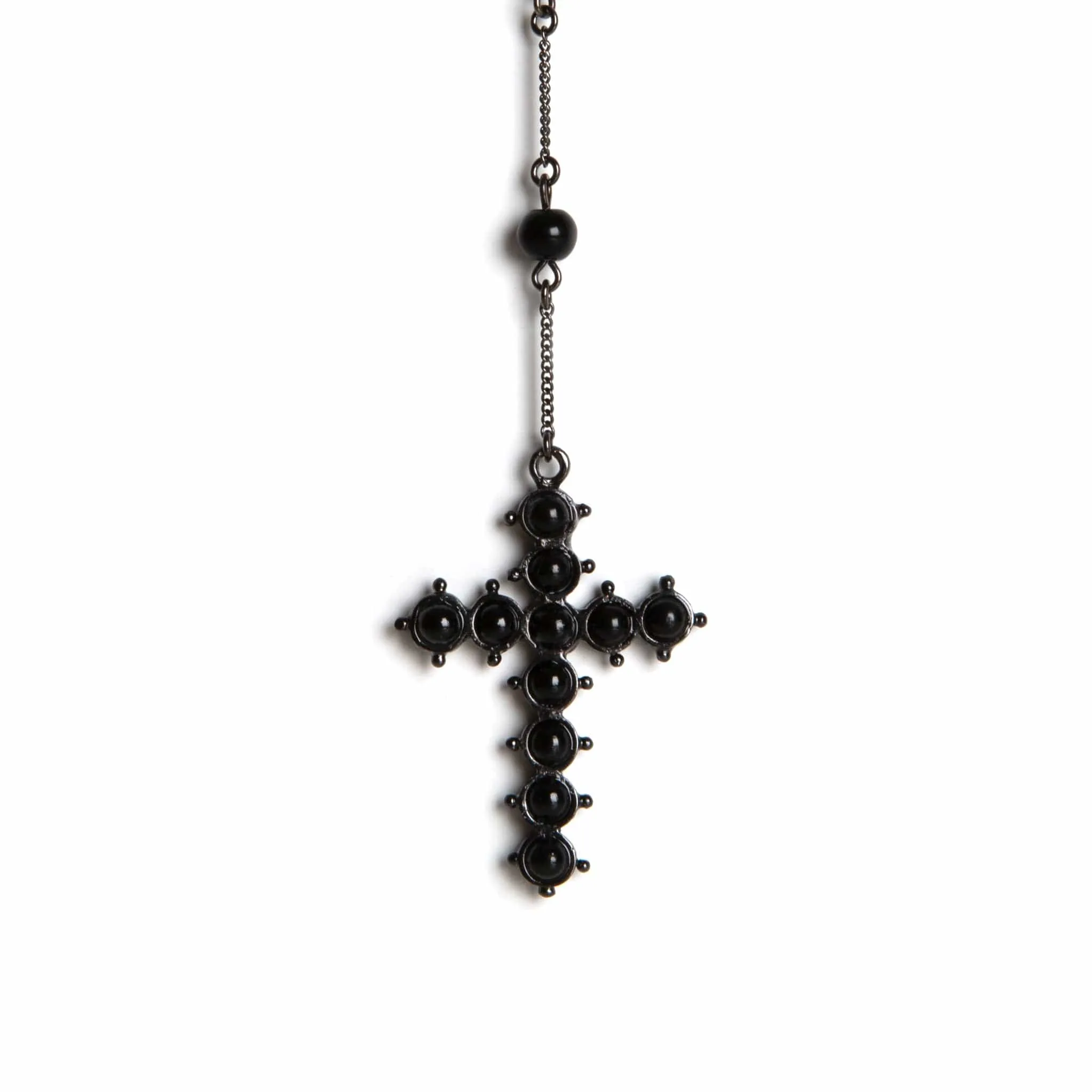 Saint Mia Rosary Style Necklace - Mystic Black Pearl