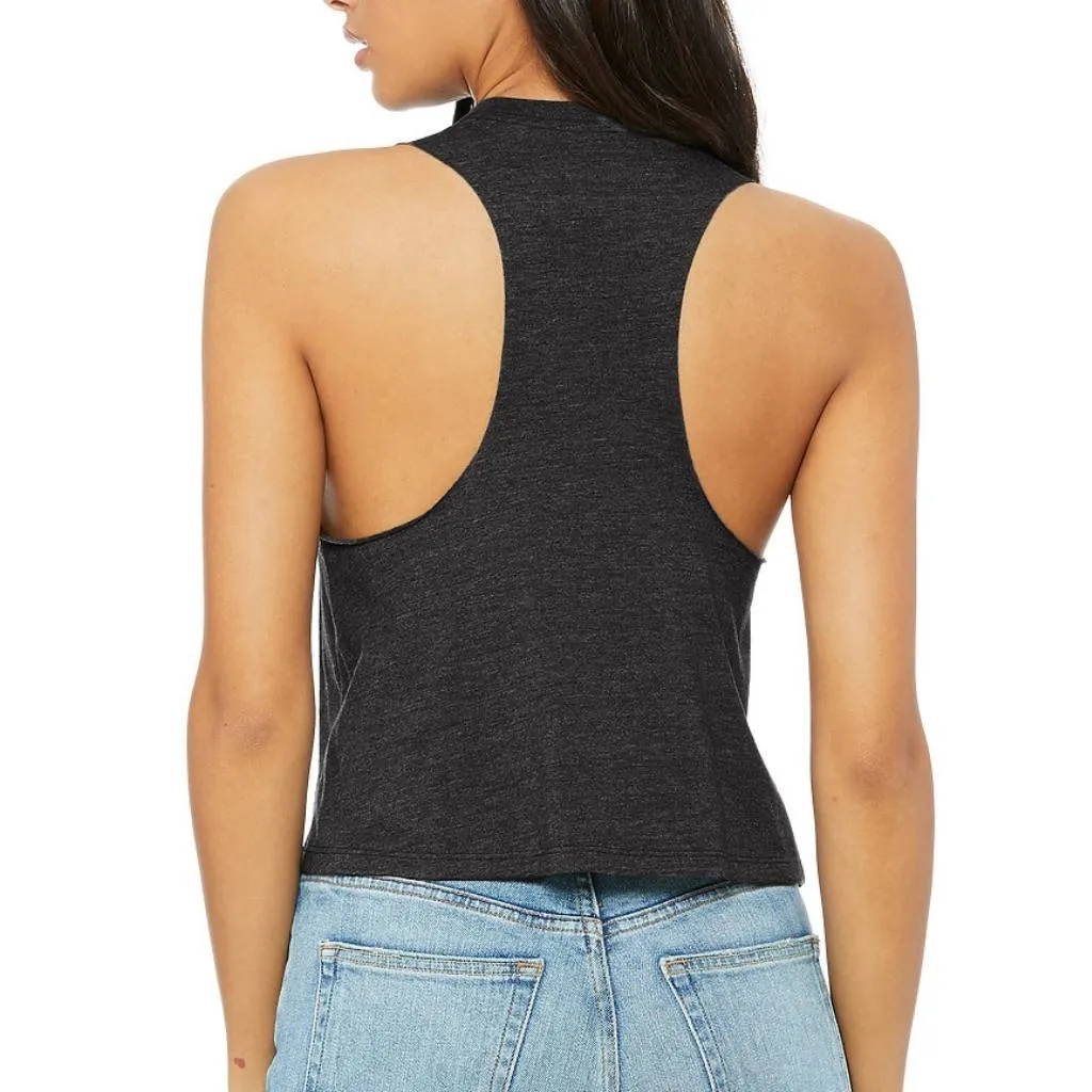 Save the Animals Women's Crop Racerback Tank - Dark Heather Gray