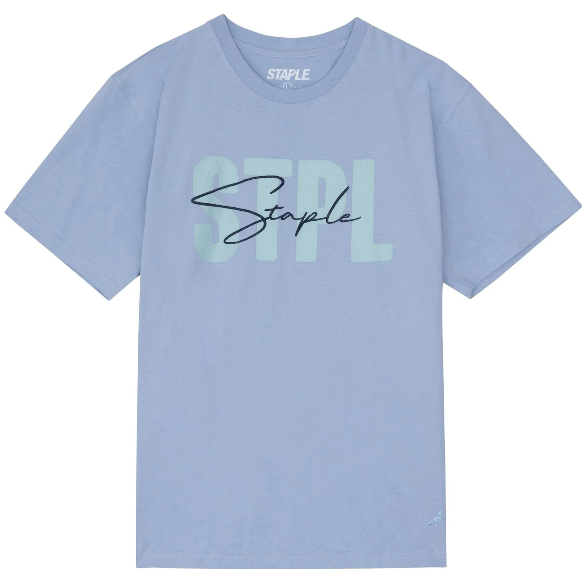 Script Embroidered Tee (Blue)