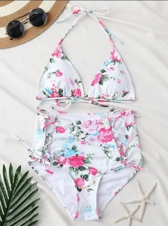 Sierra Bikini-Set mit hoher Taille und Schnürung