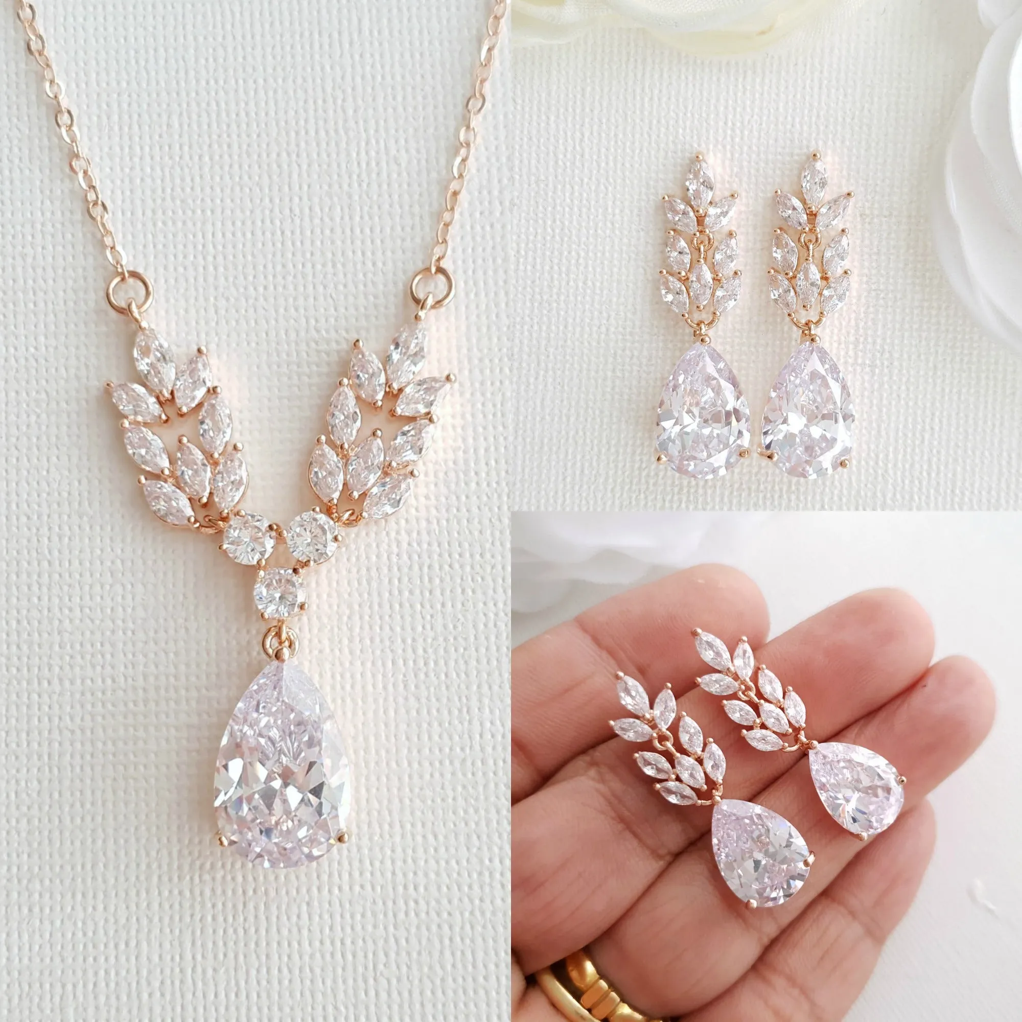 Silver CZ Wedding Set-Willow