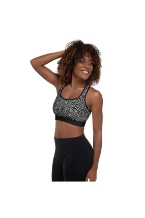 Silver Mandala Padded Sports Bra