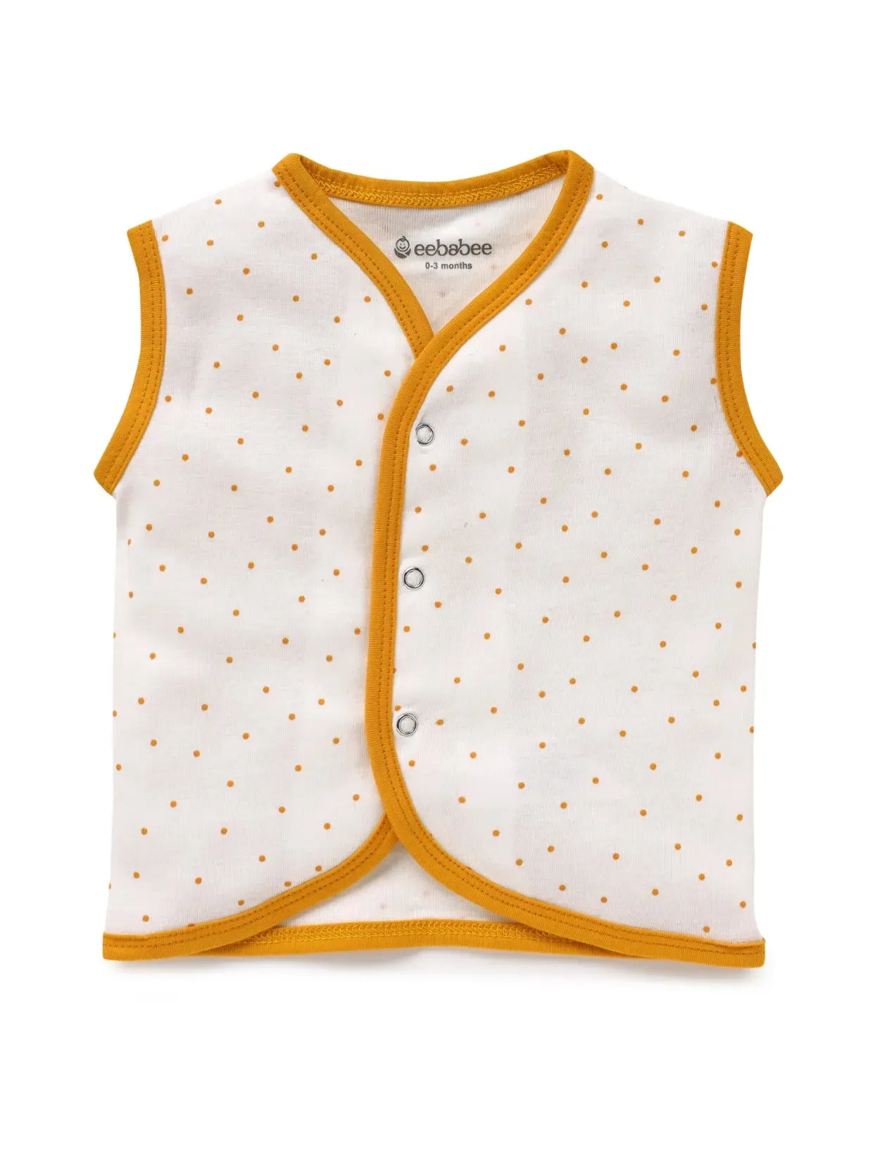 Sleeveless white & yellow jabla set for baby