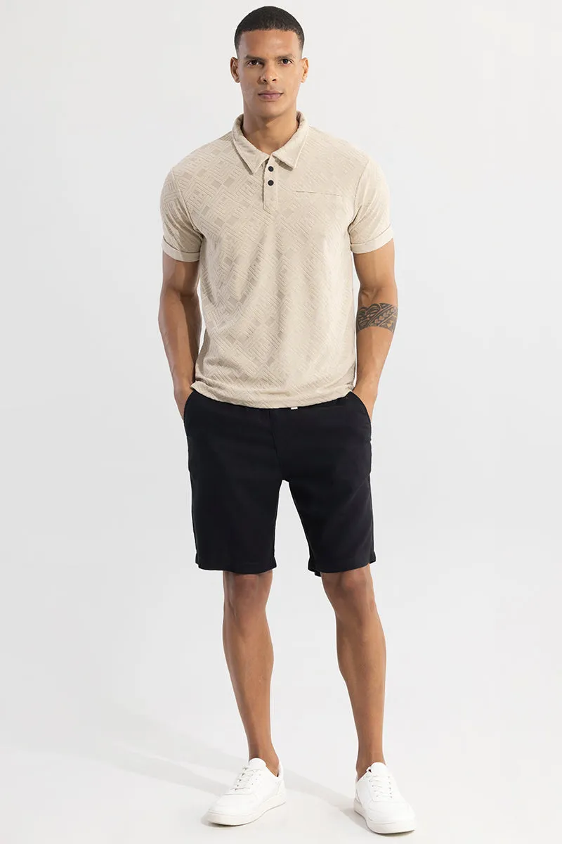 Square Space Cream Polo T-Shirt