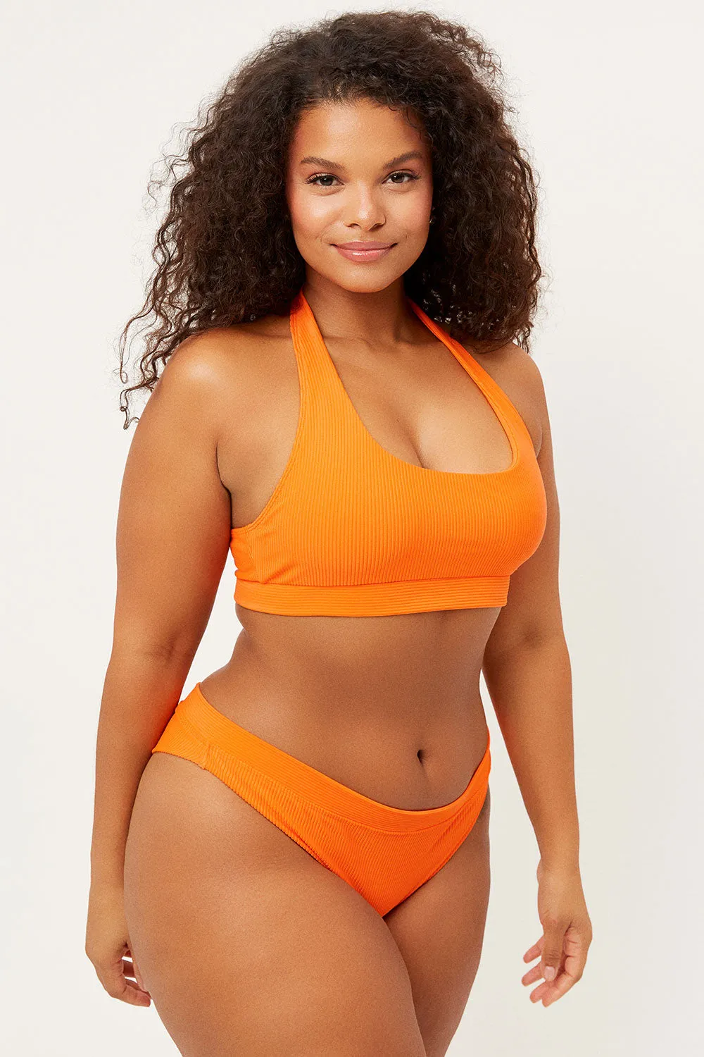 Stevie Ribbed Cheeky Bikini Bottom - Marmalade