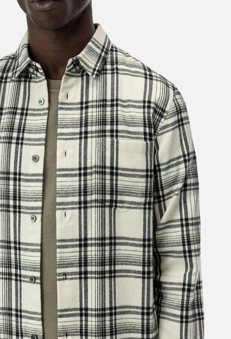 Straight Hem Shirt / Ivory X Black Plaid