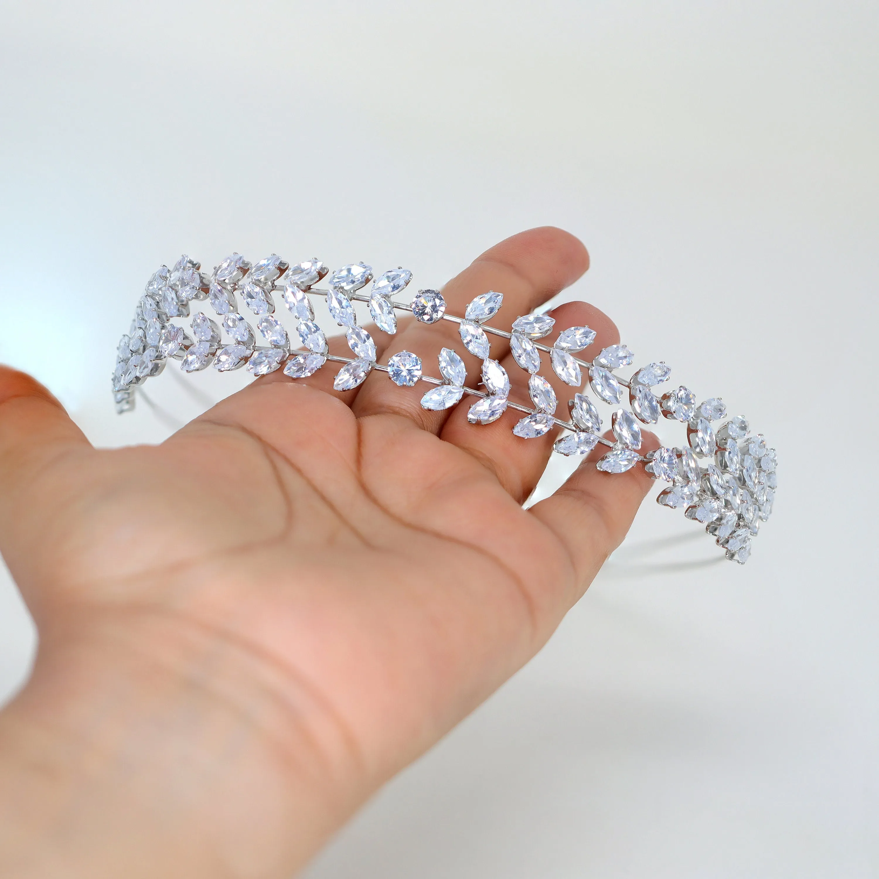 Swarovski Crystals Vine Leaves Two Layer Headpiece, Hair Vine Headband, Bridal Hair Vine, Rhinestone Headband, Delicate Headband.