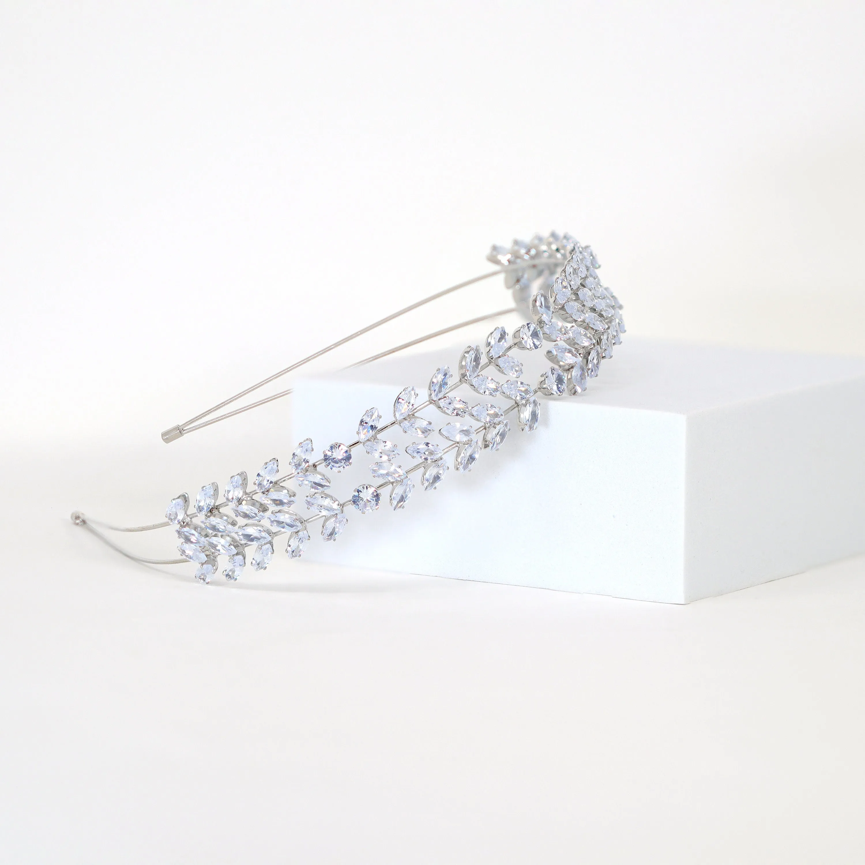 Swarovski Crystals Vine Leaves Two Layer Headpiece, Hair Vine Headband, Bridal Hair Vine, Rhinestone Headband, Delicate Headband.