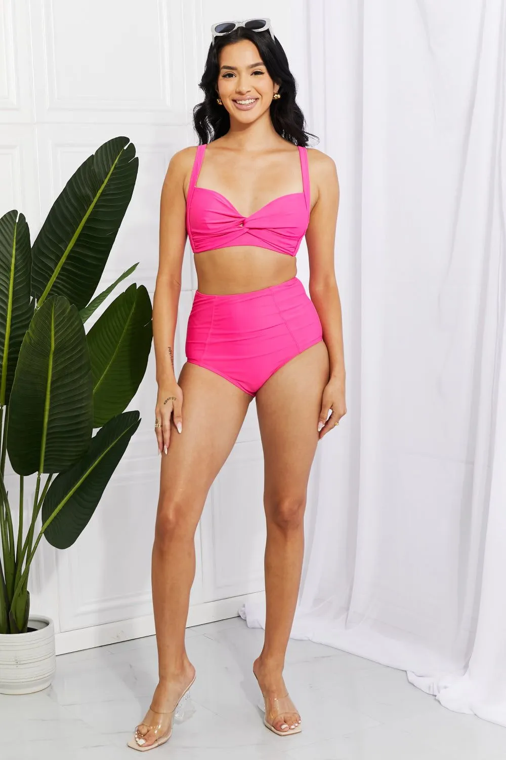 Take A Dip Twist High-Rise Bikini in Pink