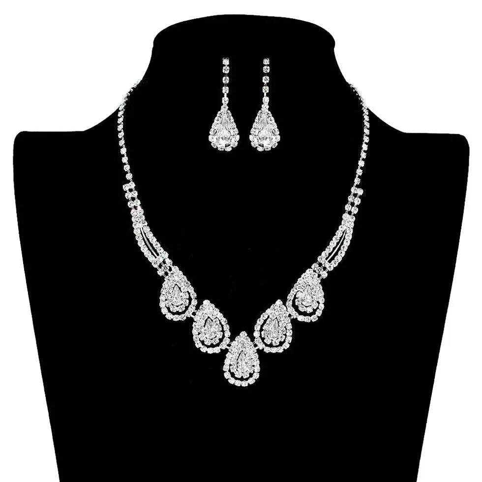 Teardrop Accented Rhinestone Necklace