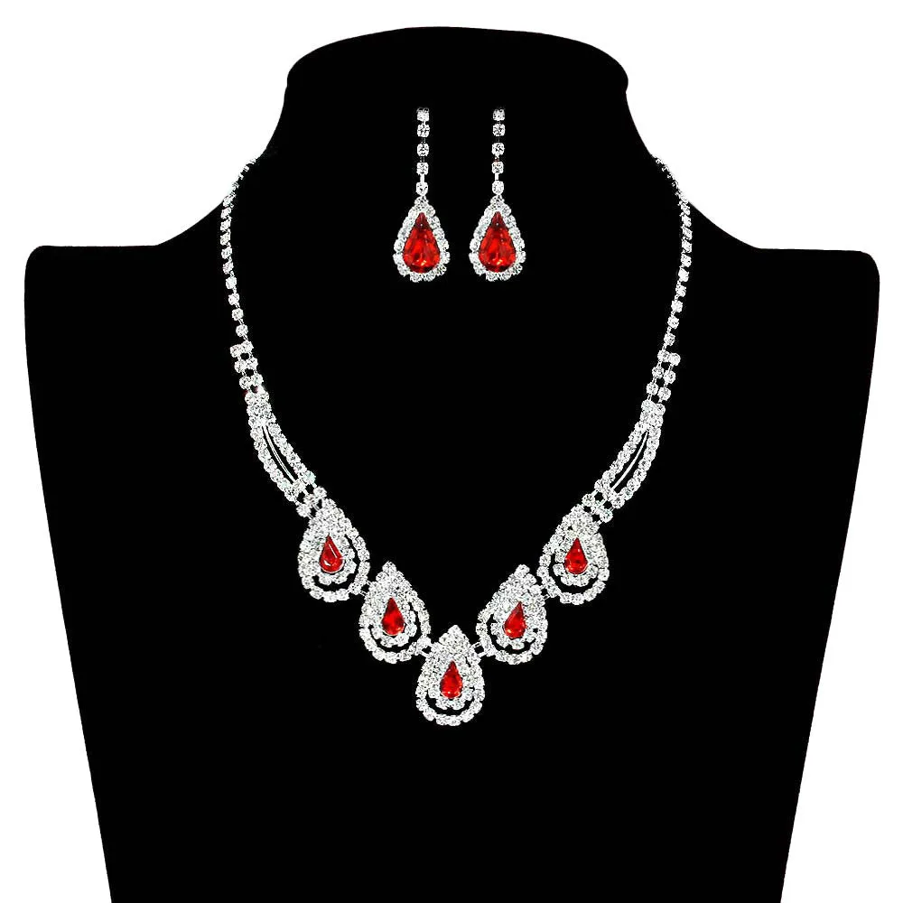 Teardrop Accented Rhinestone Necklace