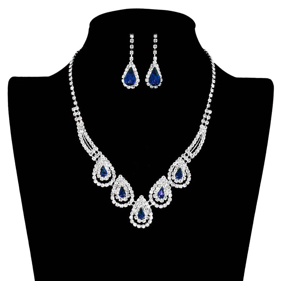 Teardrop Accented Rhinestone Necklace