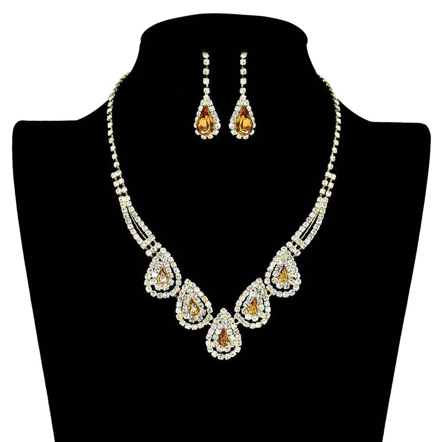 Teardrop Accented Rhinestone Necklace