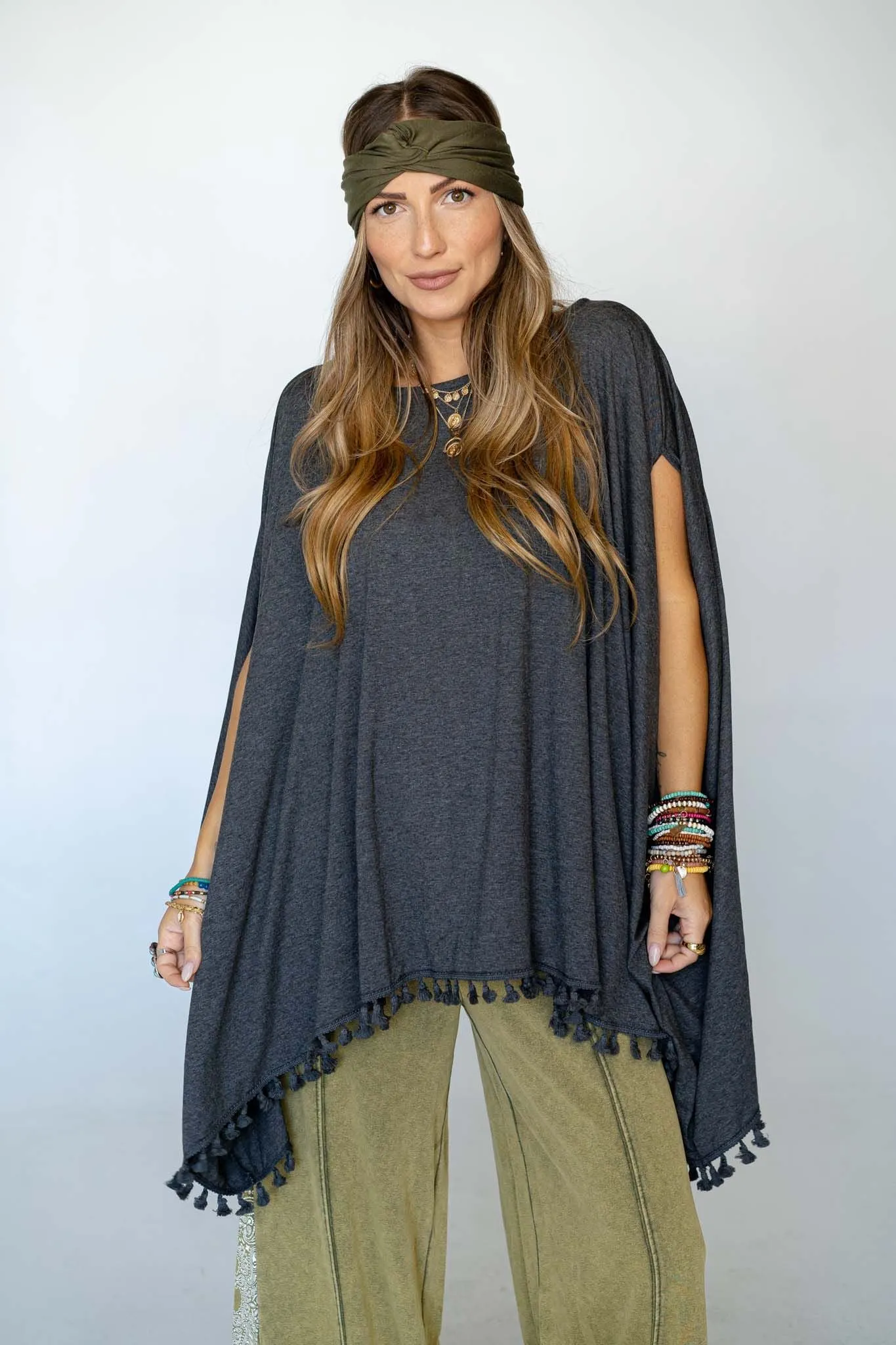 The Wren Tassel Tunic - Charcoal