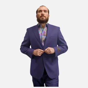 Tiglio Luxe Men's Textured Purple Wool Blazer - Two Button Single Breasted Elegance