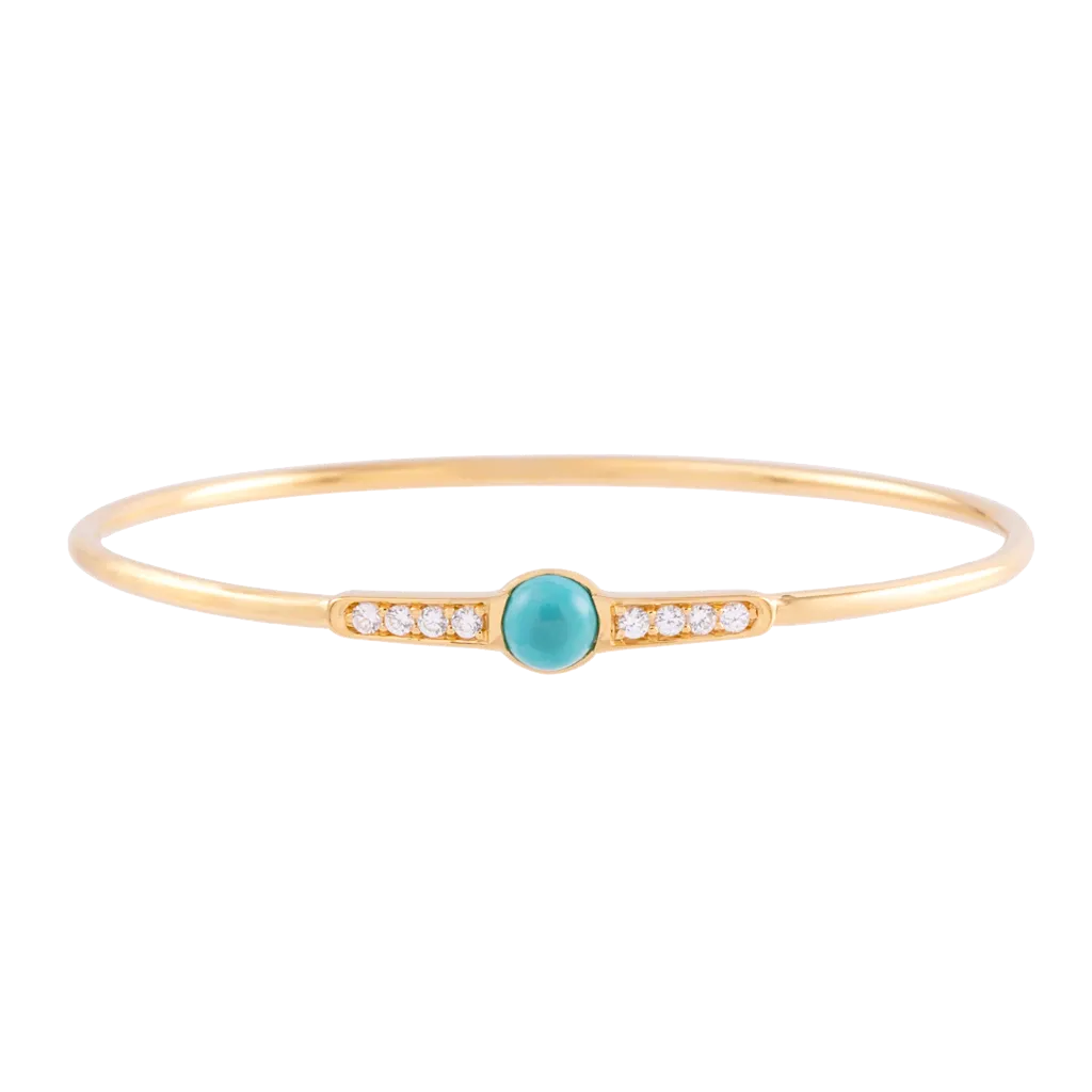 Turquoise and White Zircon Bangle Silver