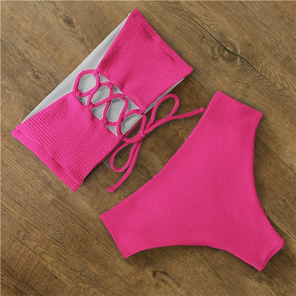 Tyra Bandeau-Bikini-Set mit hoher Taille