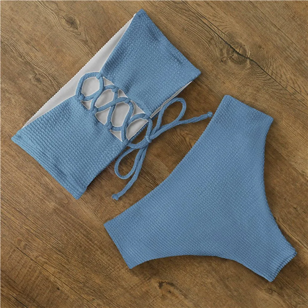 Tyra Bandeau-Bikini-Set mit hoher Taille