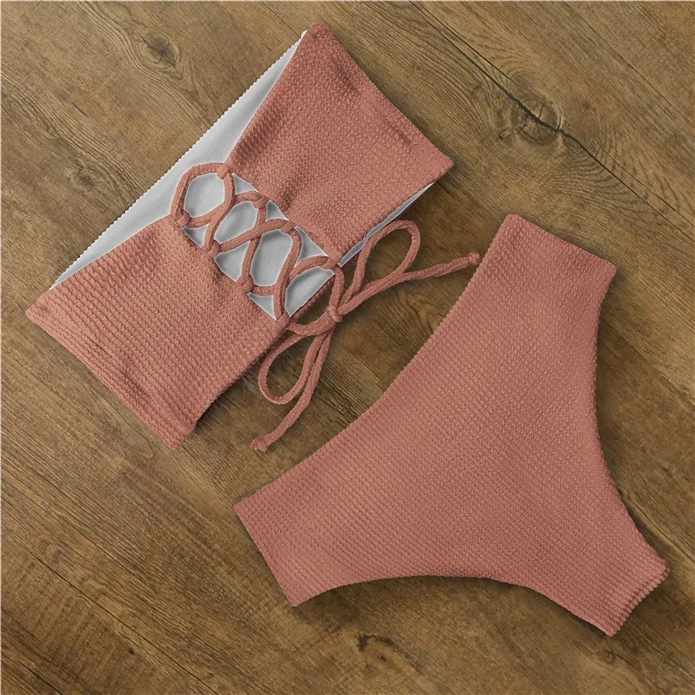 Tyra Bandeau-Bikini-Set mit hoher Taille