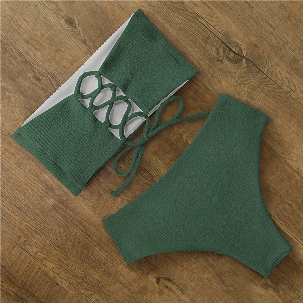 Tyra Bandeau-Bikini-Set mit hoher Taille