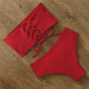 Tyra Bandeau-Bikini-Set mit hoher Taille