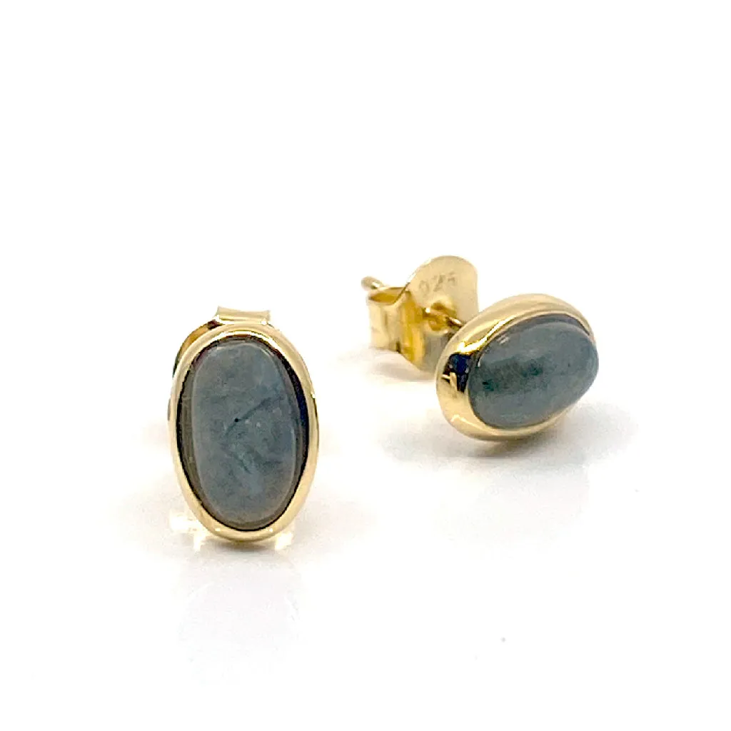 Umbra Oval Labradorite Stud Earrings