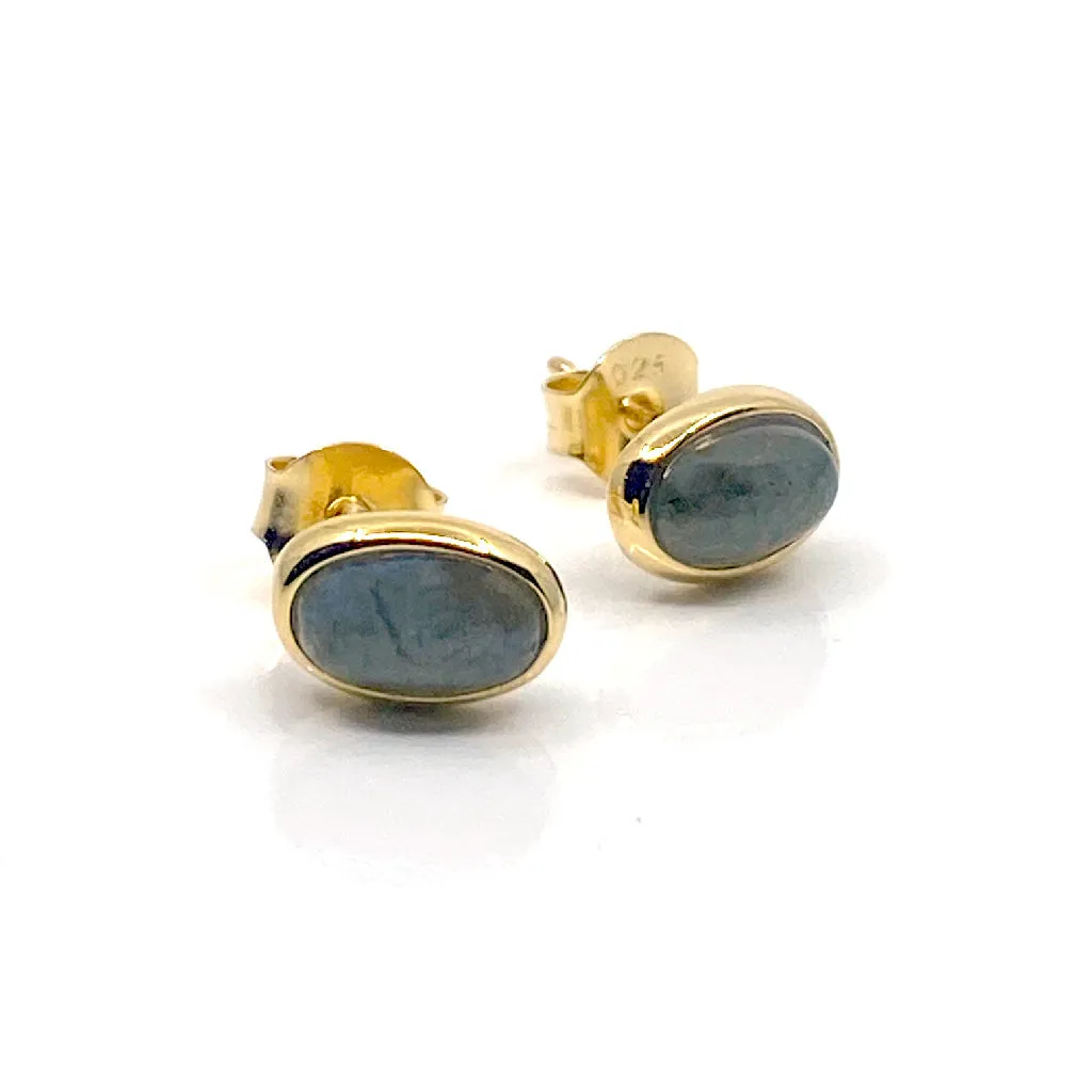 Umbra Oval Labradorite Stud Earrings