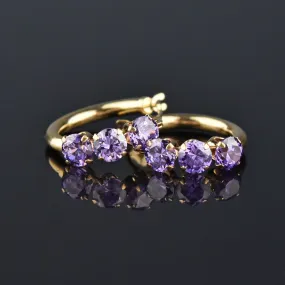 Vintage 10K Gold Tanzanite Huggie Hoop Earrings