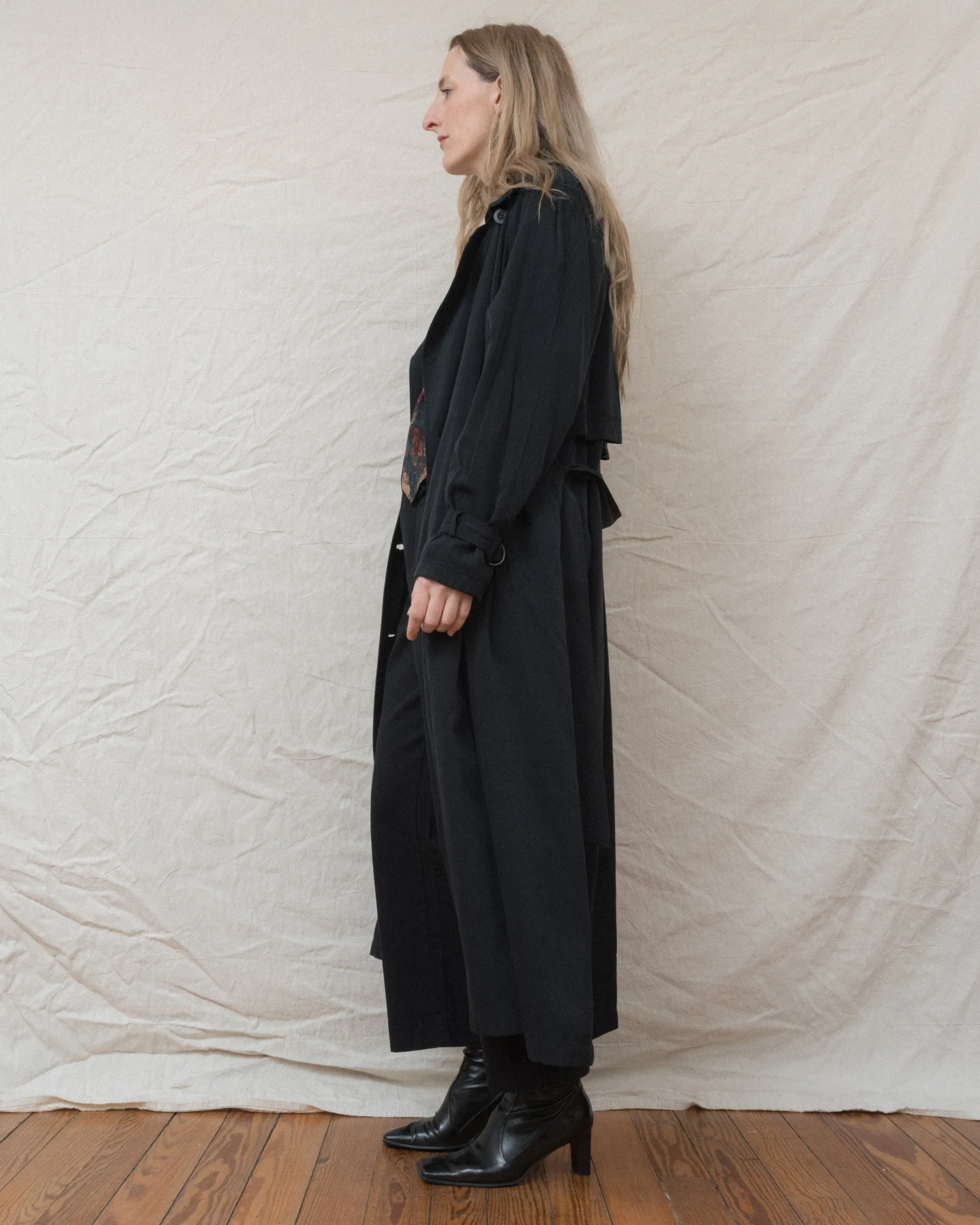 Vintage Black Trench Coat (S/M)