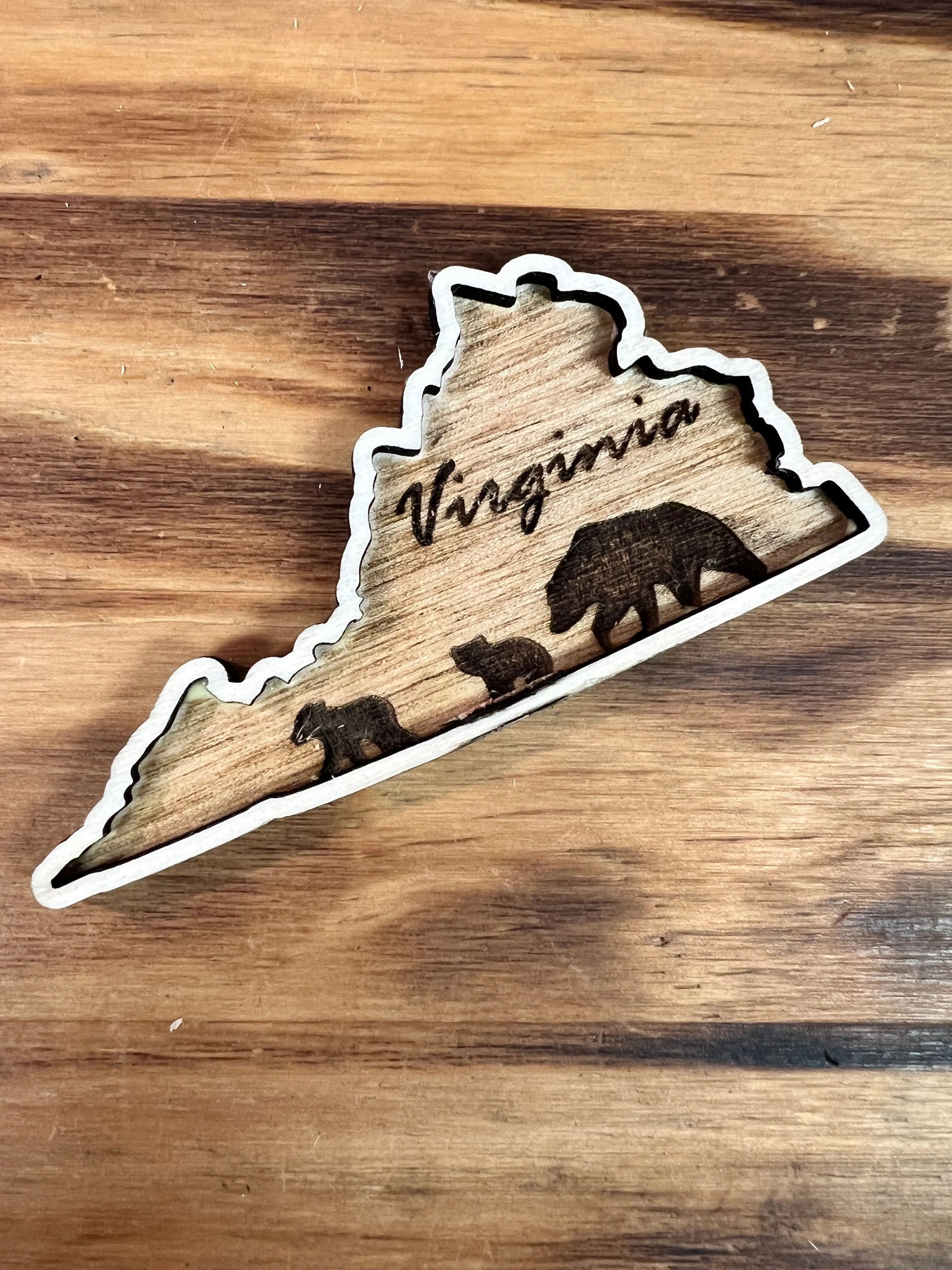 Virginia 3D Wooden State VA Laser Engraved Magnet