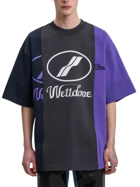 We11done Purple Remake 3 Panel Reflective Logo Tee