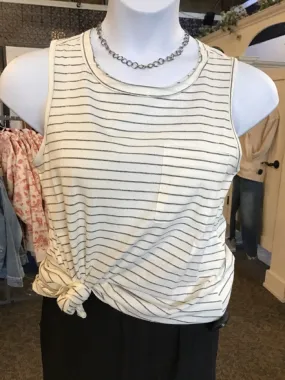 White & Black Striped Tank Top -  Small to 3X