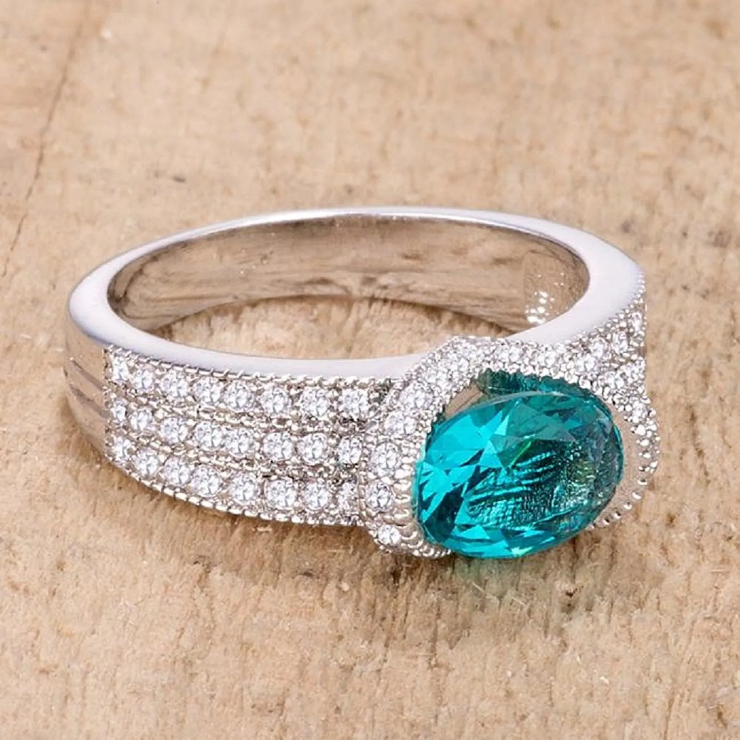 WildKlass 1.6 Ct Aqua Oval CZ Ring