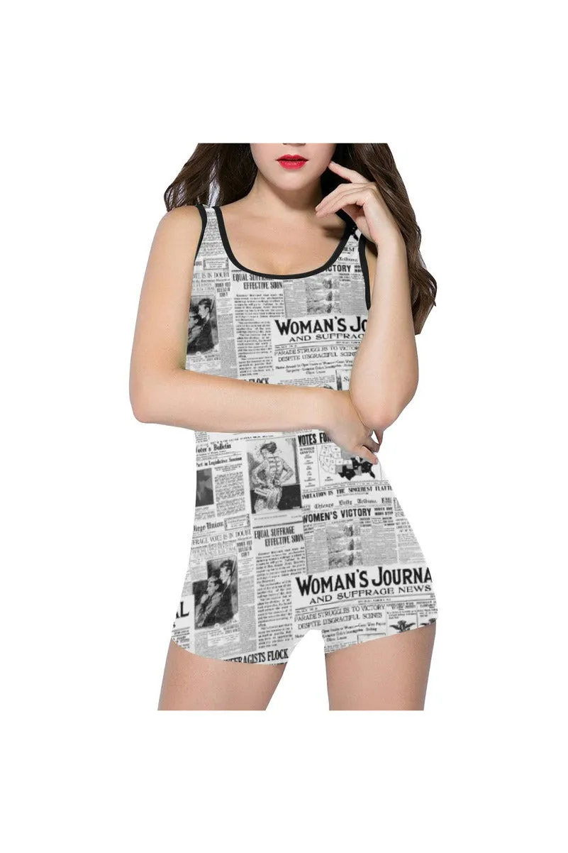 Women Suffrage News Print Classic One Piece Swimwear