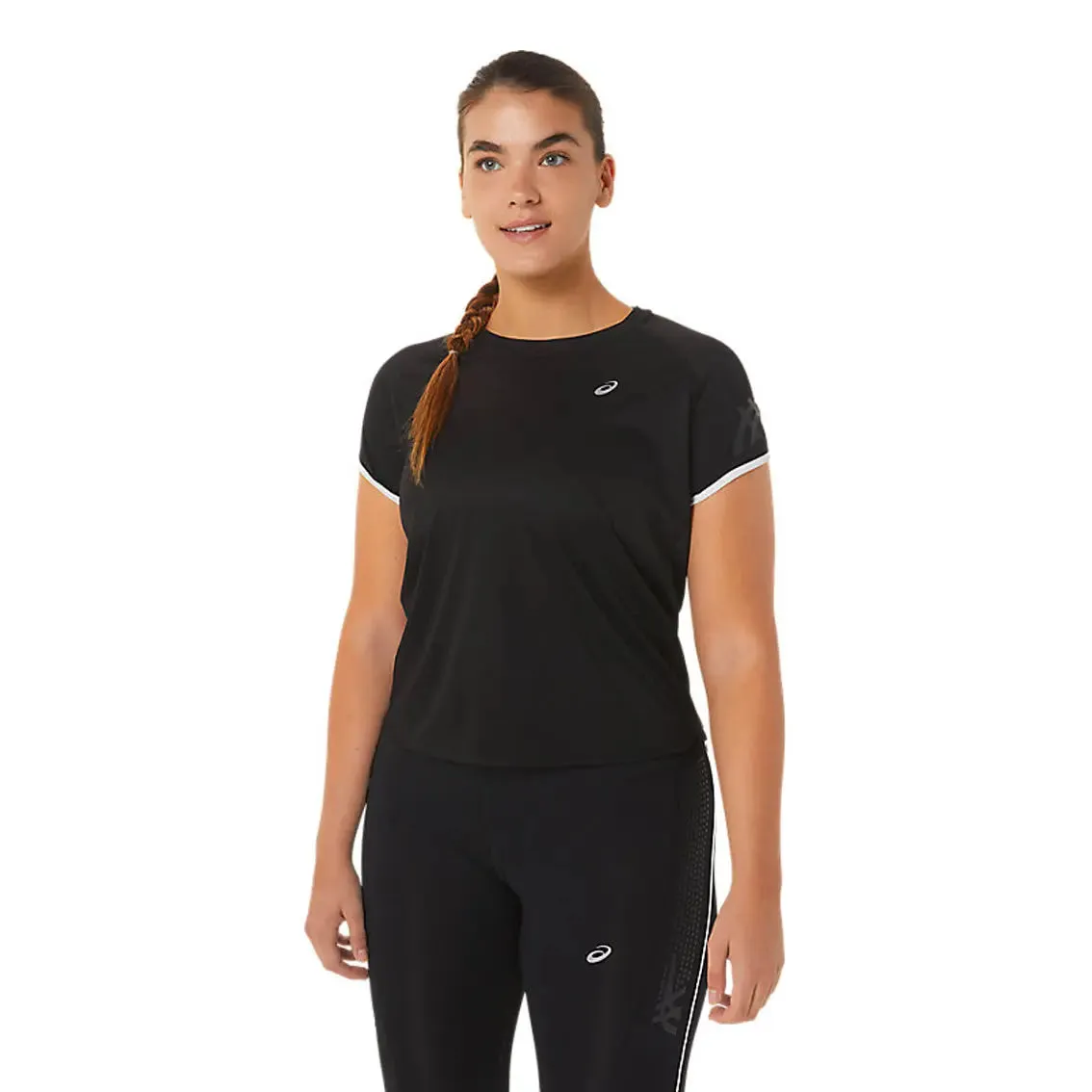 Womens ASICS x Run Club Icon Short Sleeve Top - Performance Black