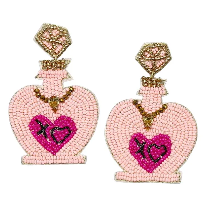 XO Perfume Bottle Seed Bead Earrings