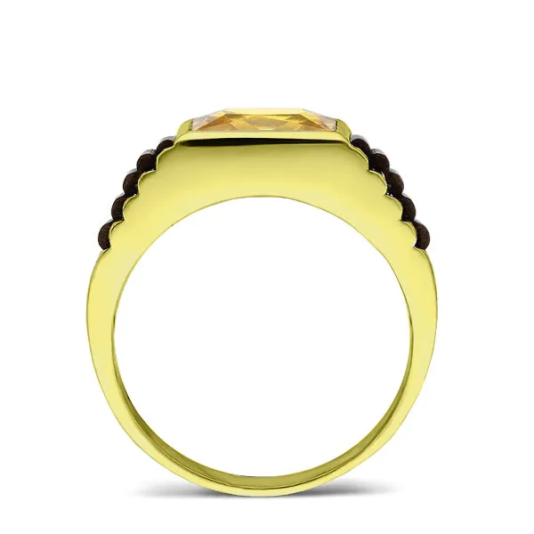 Yellow Citrine 14k Solid YELLOW GOLD Anniversary Wedding Engagement Band Ring