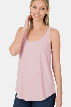 Zenana Round Neck Curved Hem Tank